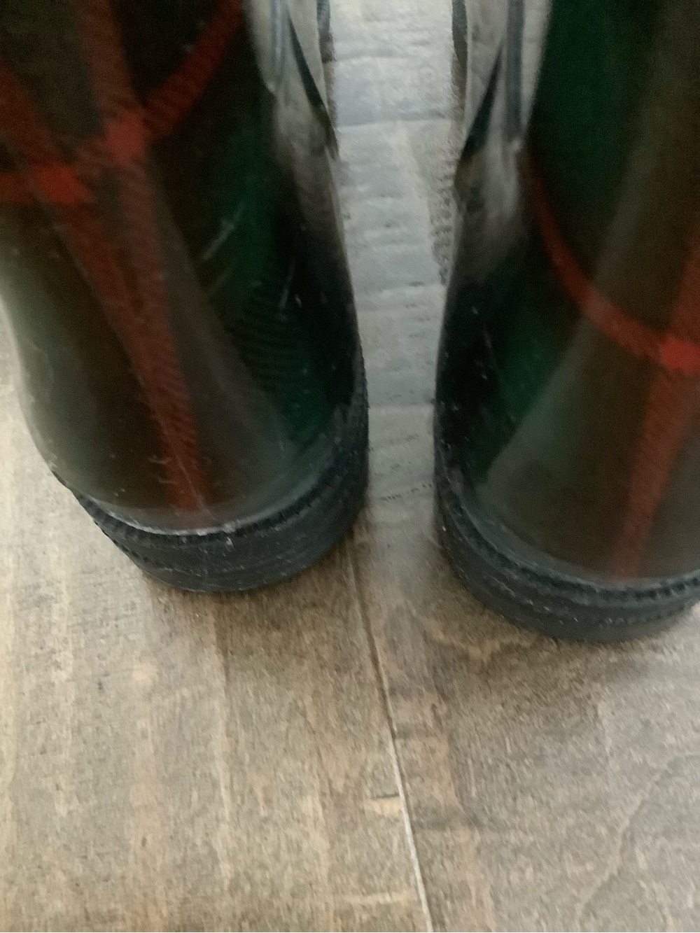 Ralph Lauren Dark Green Tartan Mid-Calf Rain Boots - Picture 4 of 7